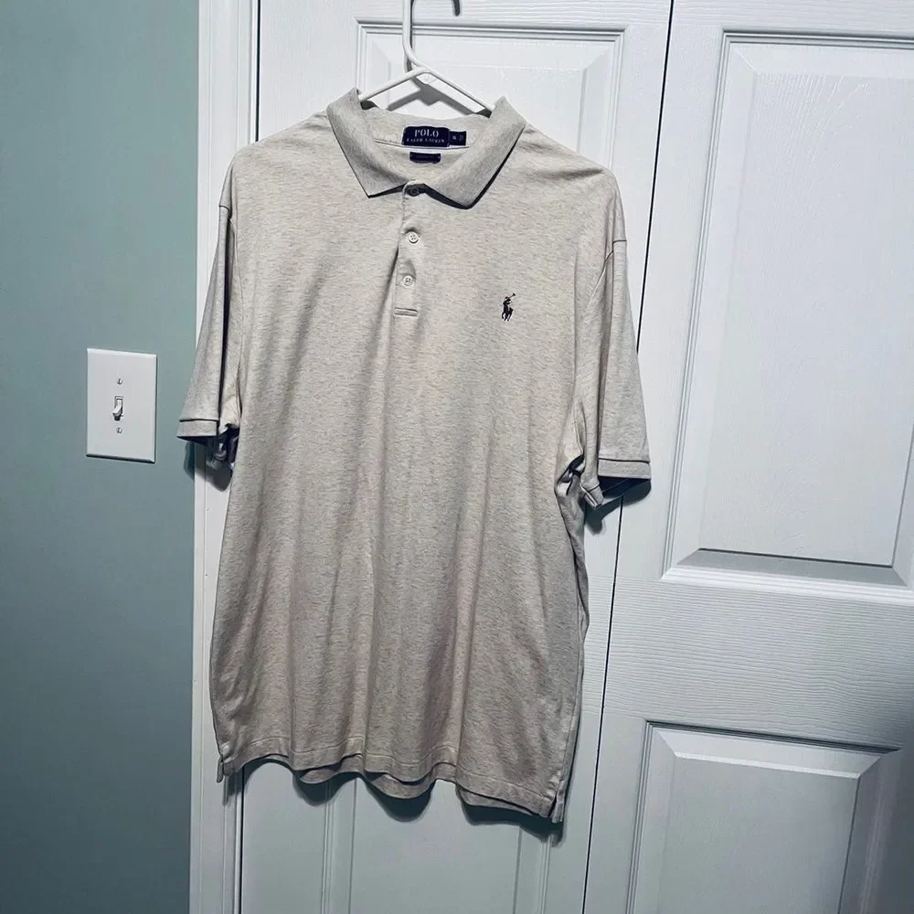 Polo Ralph‎ Lauren Mens Size XL Short Sleeve Polo Shirt Oatmeal Classic Fit